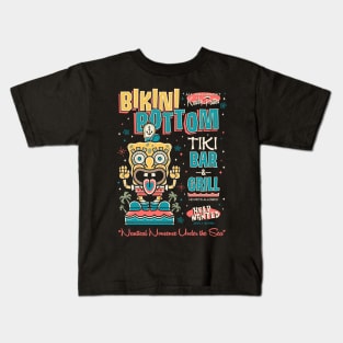 Bikini Bottom Tiki Bar - Vintage Surf - Hawaii Island Vacation Kids T-Shirt